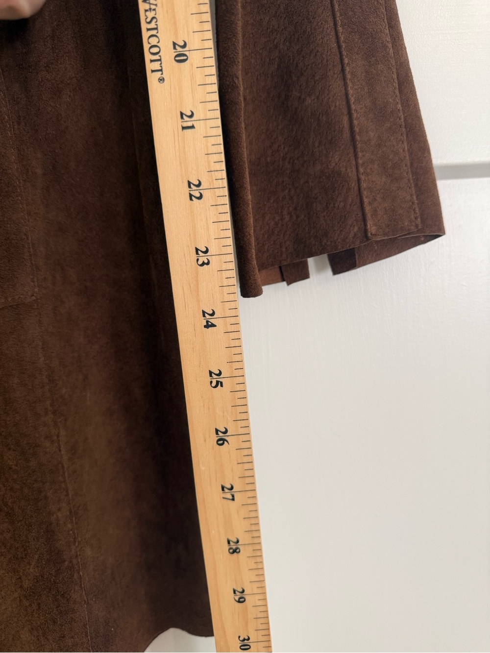 Ecru Suede Button-Front Brown Long Jacket with Belt NWT 1400 - Picture 5 of 11